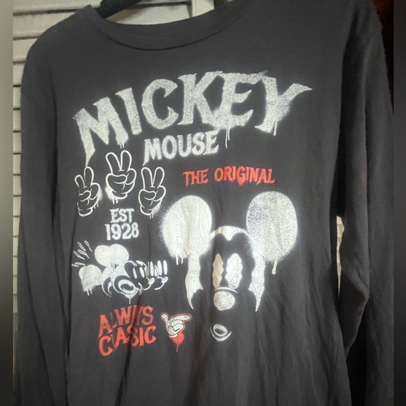 DISNEY Mickey Mouse Rock out Classic Rock Black Long Sleeve Tee - Picture 3 of 7